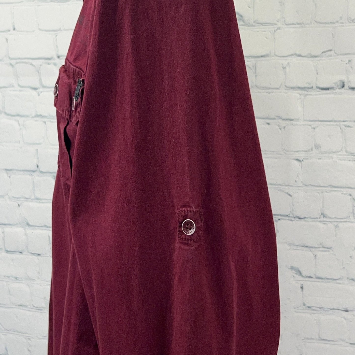 I Jeans by Buffalo David Bitton Button Front Shirt XL X‑Large Red Cotton Stretch