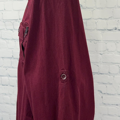 I Jeans by Buffalo David Bitton Button Front Shirt XL X‑Large Red Cotton Stretch