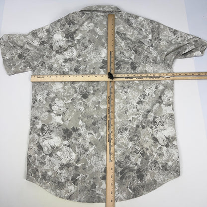 Marmot Button Front Shirt Gray Floral Shilla Peru Inspired Short Sleeve M Medium
