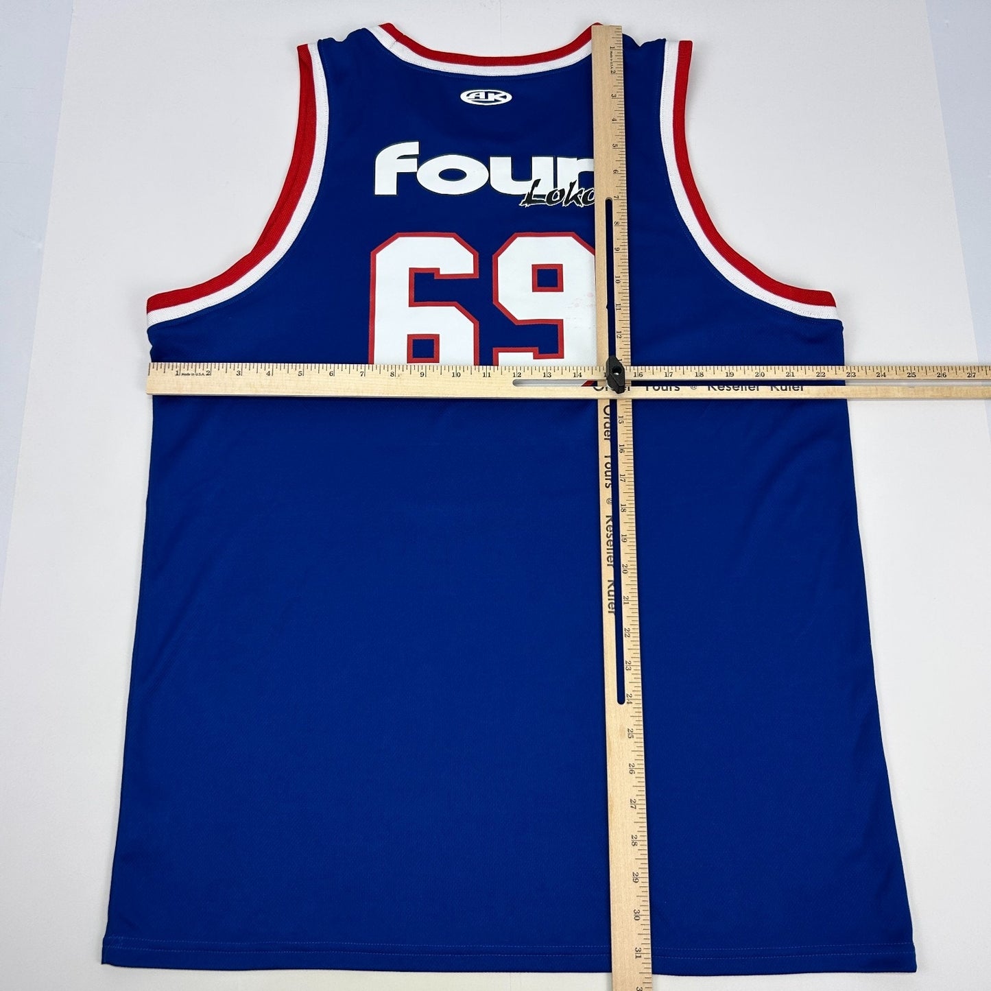 Four Loko 69 Tank Top Basketball Jersey Blue Athletic Knit Sleeveless L Large - Neon Vintage
