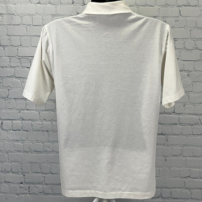 Vintage 80s Singapore Island Country Club Polo Shirt Golfing Golf White M Medium