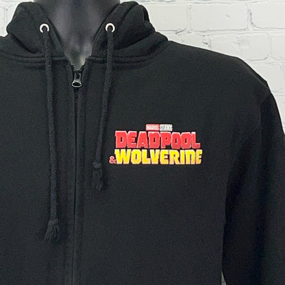 Marvel Deadpool Wolverine Best Friends Full Zip Hoodie M Medium Black Disney