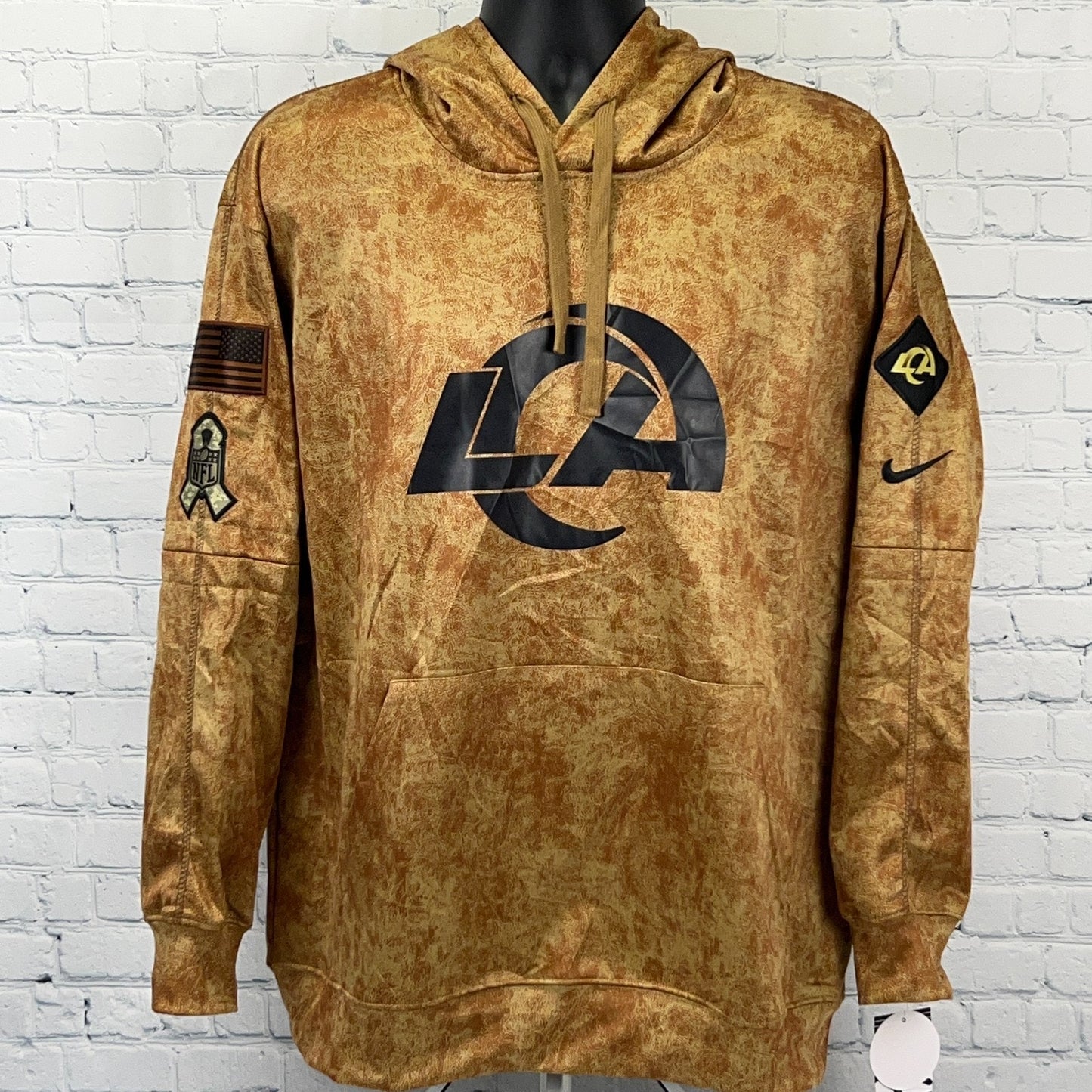 Los Angeles Rams Salute to Service Hoodie Hooded Sweatshirt NFL Brown XL X-Large
