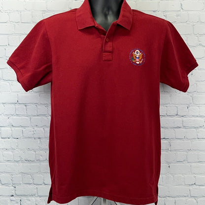 Vintage 90s United States Embassy Seoul South Korea Polo Shirt SS Red L Large