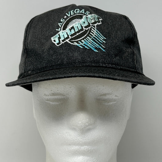 Vintage 90s Las Vegas Thunder Hat Cap Black Ice Hockey Snapback KEDG The Edge