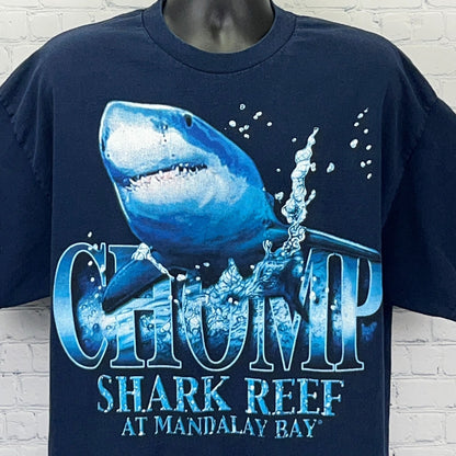 Vintage Y2K CHOMP Shark Reef Aquarium Mandalay Bay Las Vegas T Shirt 2XL XXL Tee
