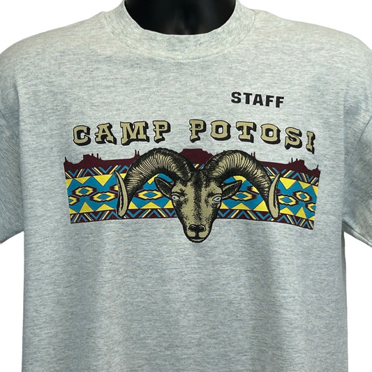 Camp Potosi Vintage 90s T Shirt Large Bighorn Sheep Southwestern USA Mens Gray