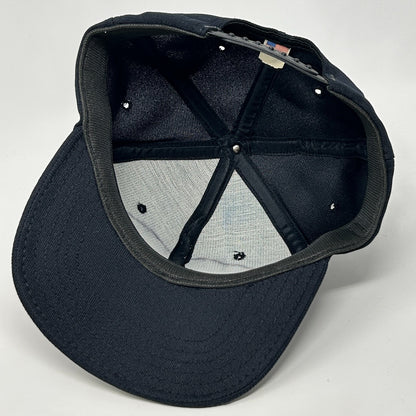 Vintage 80s Solid Blank Hat Baseball Cap Navy Blue Snapback 6 Panel Made In USA