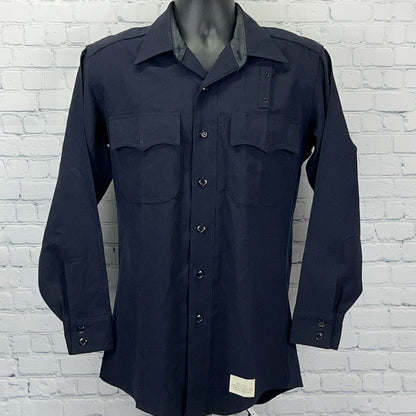 Vintage Los Angeles Police Dept Button Front Shirt 15 1/2-32 Blue LAPD Elbeco