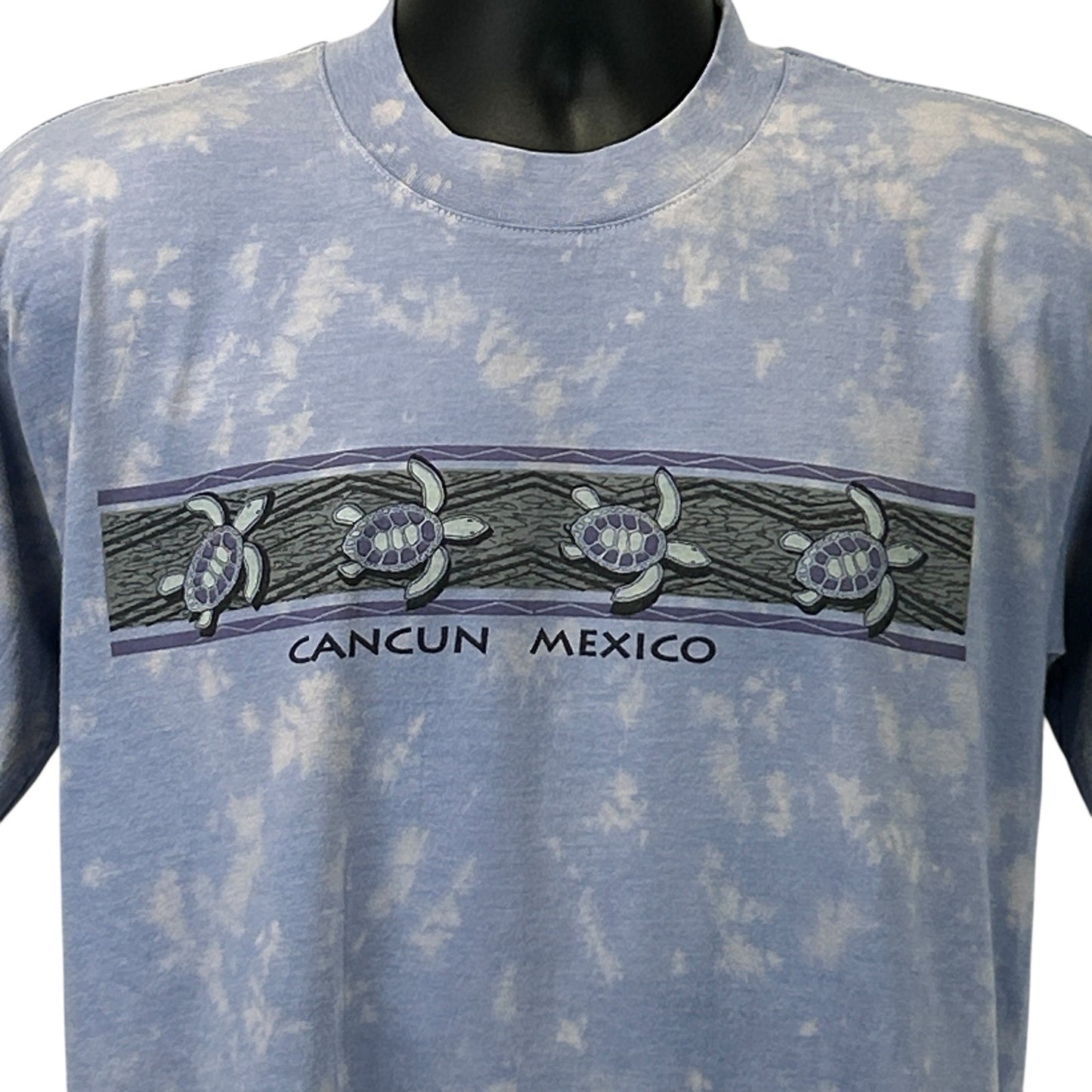 Vintage 90s Cancun Mexico Sea Turtles T Shirt Travel Tourist Blue Tee M Medium