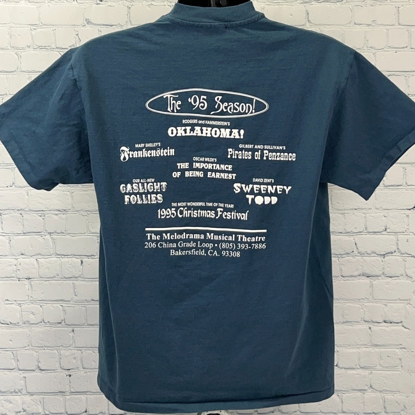 Vintage 90s Vaudeville Express Melodrama Musical Theatre T Shirt Blue L Large