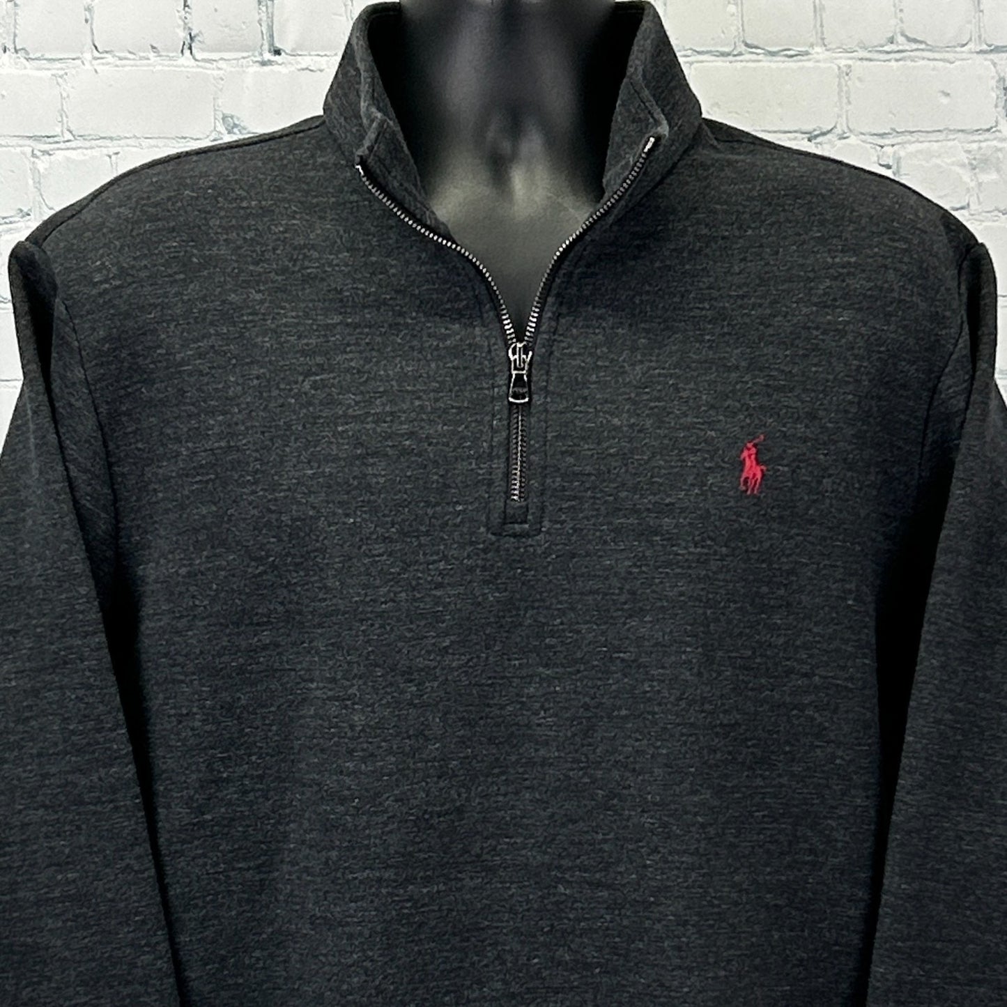 Polo Ralph Lauren 1/4 Quarter Zip Sweater Mock Neck Charcoal Gray XL X-Large
