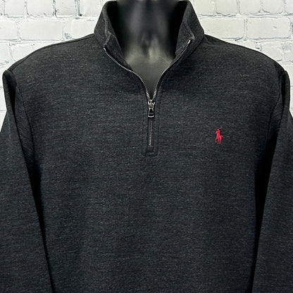Polo Ralph Lauren 1/4 Quarter Zip Sweater Mock Neck Charcoal Gray XL X-Large