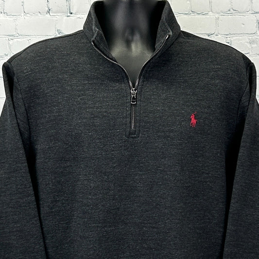 Polo Ralph Lauren 1/4 Quarter Zip Sweater Mock Neck Charcoal Gray XL X-Large