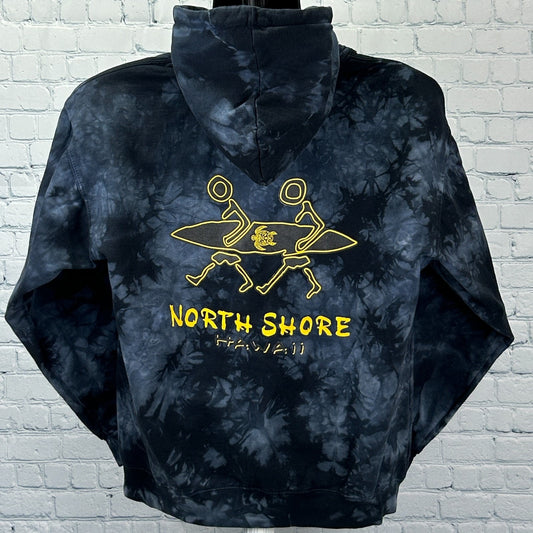 North Shore Hawaii Hoodie Hooded Sweatshirt Surfer Surfing Tie Dye Gray M Medium