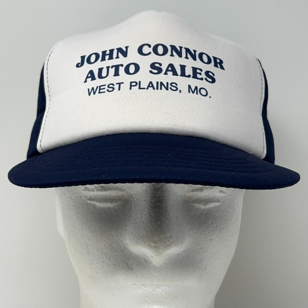 หมวกเบสบอลทรงหมวกคนขับรถโฟม วินเทจยุค 80s John Connor Auto Sales West Plains รัฐมิสซูรี