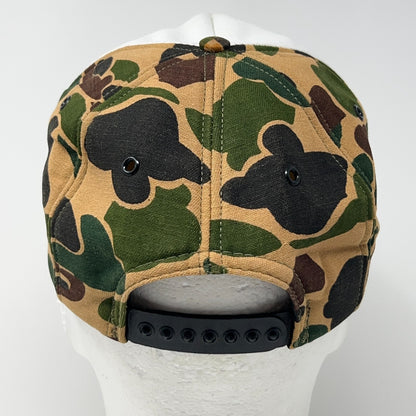 Vintage 80s AgriGro Trucker Hat Baseball Cap Farming Camouflage Snapback Beige
