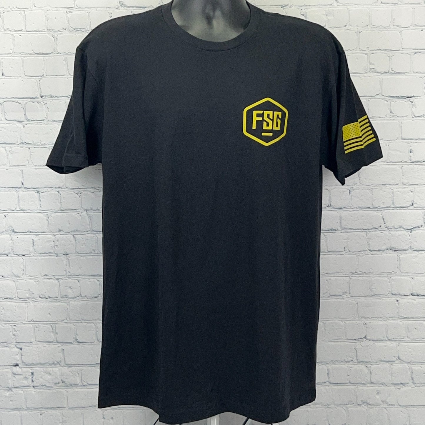 Freedom Street Garage T Shirt L Large Black Patriotic Cars FSG Short Sleeve Tee
