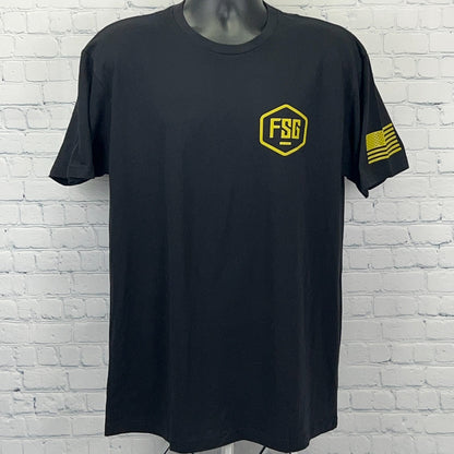 Freedom Street Garage T Shirt L Large Black Patriotic Cars FSG Short Sleeve Tee