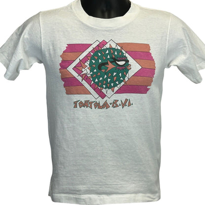 Camiseta vintage Tortola BVI para hombre, talla extra pequeña, Islas Vírgenes Británicas, camiseta de los años 90, color blanco