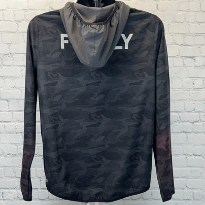 Vuori Outdoor Trainer Shell Hooded Jacket Black Camo Army Military Family Medium