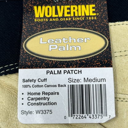 Wolverine Work Gloves Leather Palm Patch Carpentry Construction W3375 M Medium