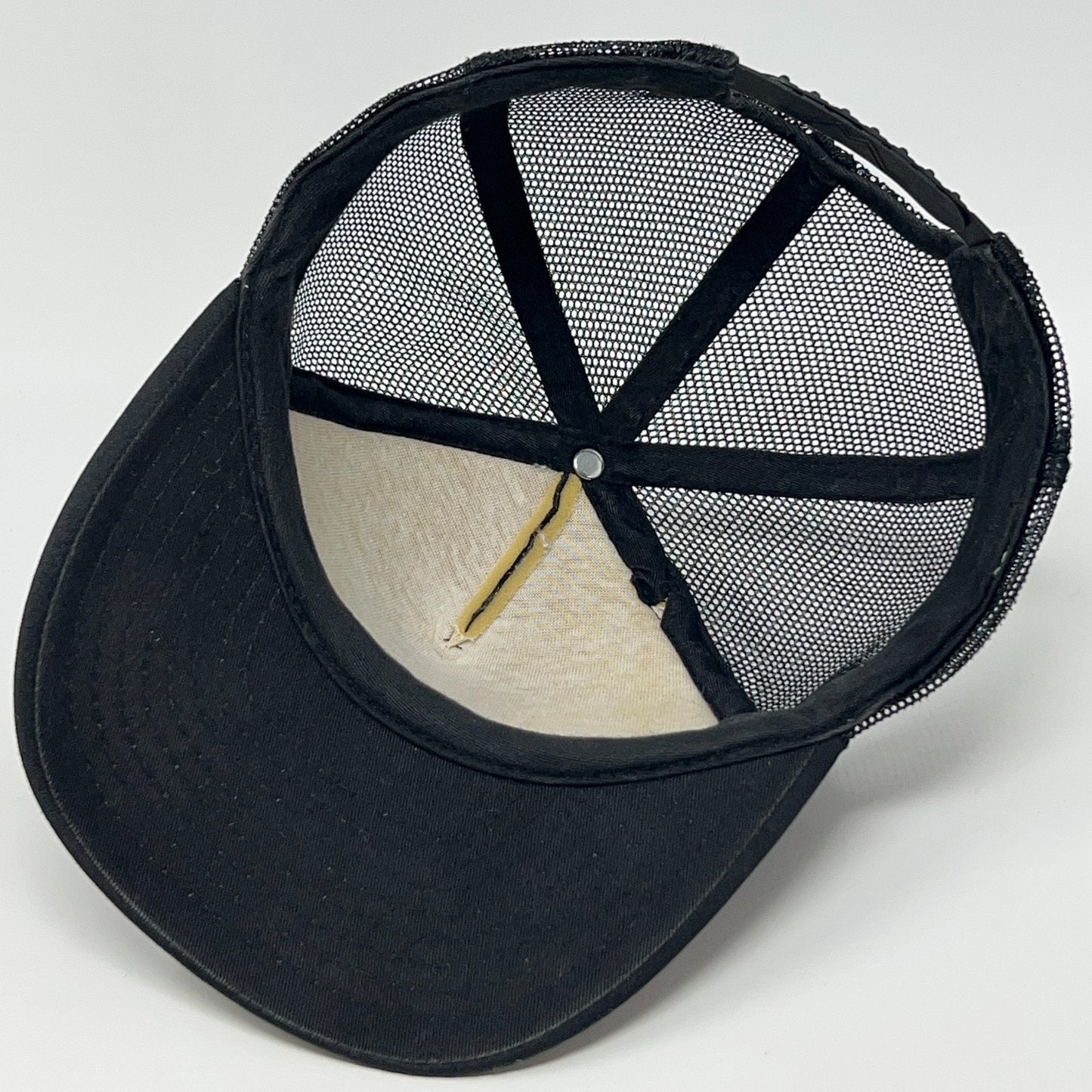 Vintage 80s Harley Davidson Trucker Hat Baseball Cap Eagle Flag Snapback Black