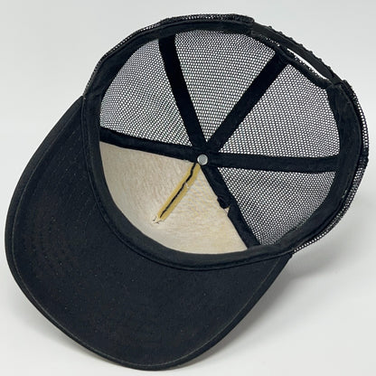 Vintage 80s Harley Davidson Trucker Hat Baseball Cap Eagle Flag Snapback Black