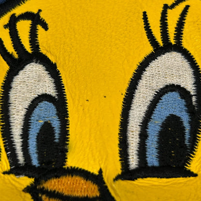 Vintage 90s Looney Tunes Leather Bomber Jacket 1997 Warner Bros Black L Large