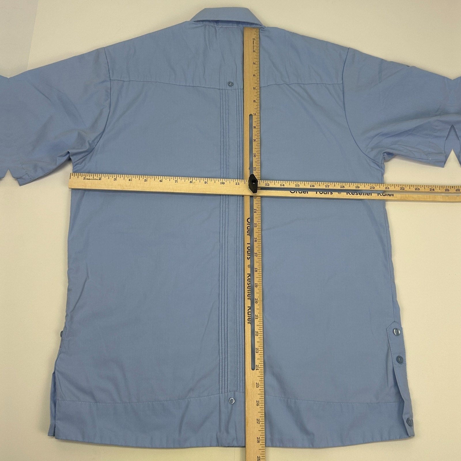 Guayabera Button Front Shirt Blue Wedding Barber Mexican Cuban Renato S Small - Neon Vintage