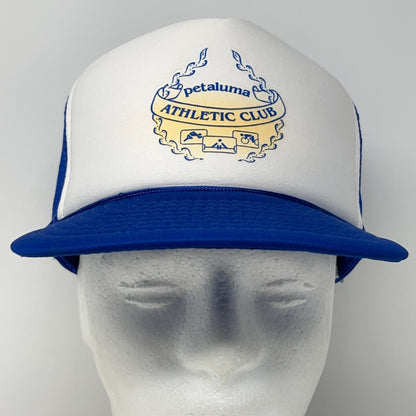 Vintage 90s Petaluma Athletic Club Trucker Hat Baseball Cap Gym Snapback Blue