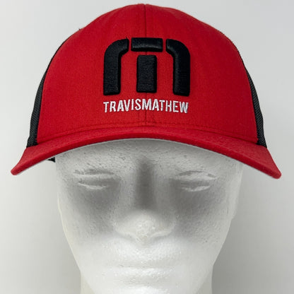 TravisMathew Trucker Hat Snapback Red Black Mesh Golf Baseball Cap Adjustable