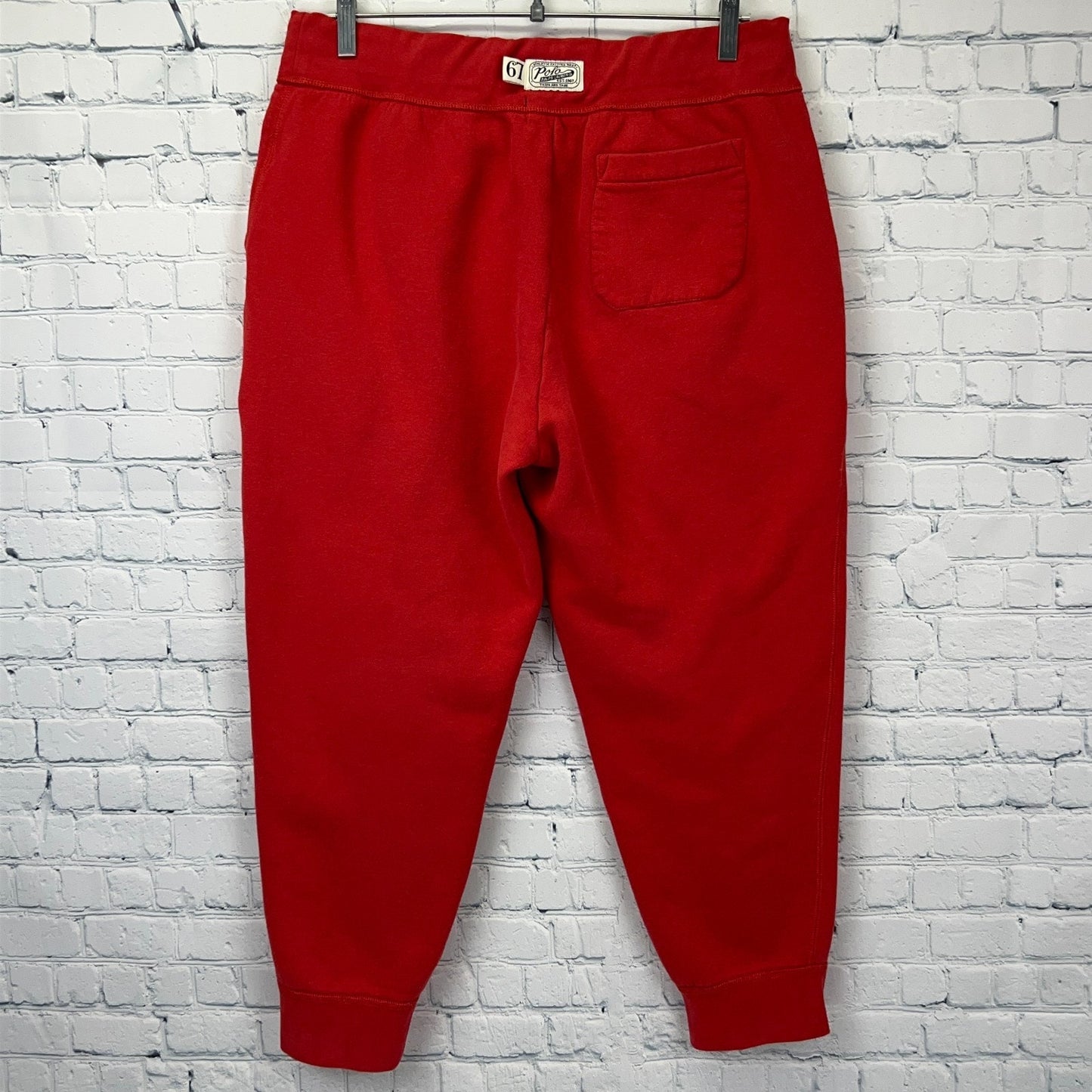 Polo Ralph Lauren Joggers Sweatpants Logo Spell Out Red Pockets Mens L Large