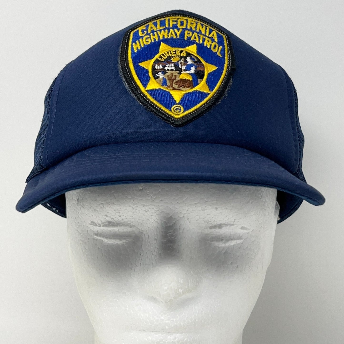 Vintage California Highway Patrol Eureka Trucker Hat Baseball Cap Snapback Blue
