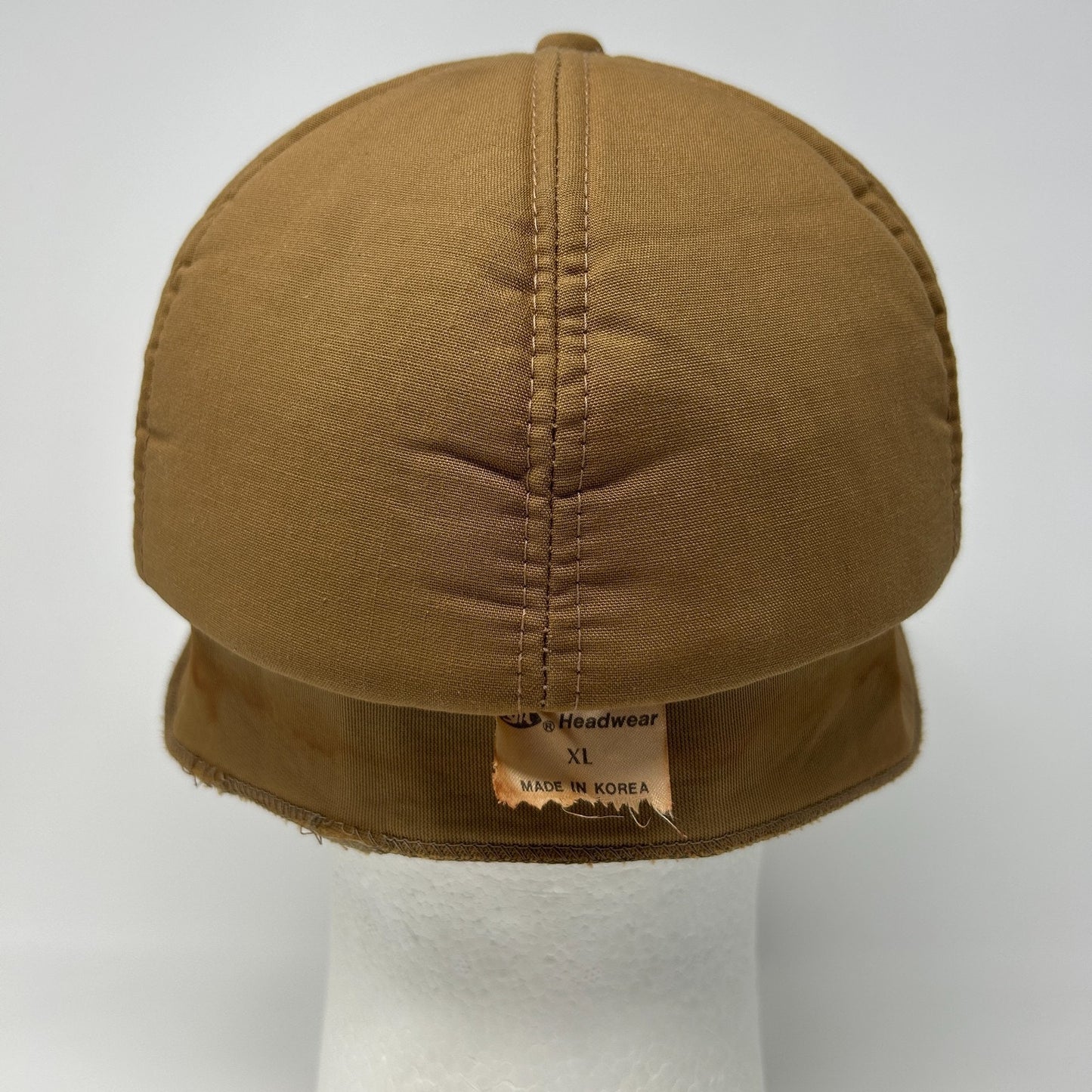 Vintage 80s Duck Hunting Hat Baseball Cap Ear Flap Hunter Brown XL X-Large