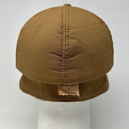 Vintage 80s Duck Hunting Hat Baseball Cap Ear Flap Hunter Brown XL X-Large