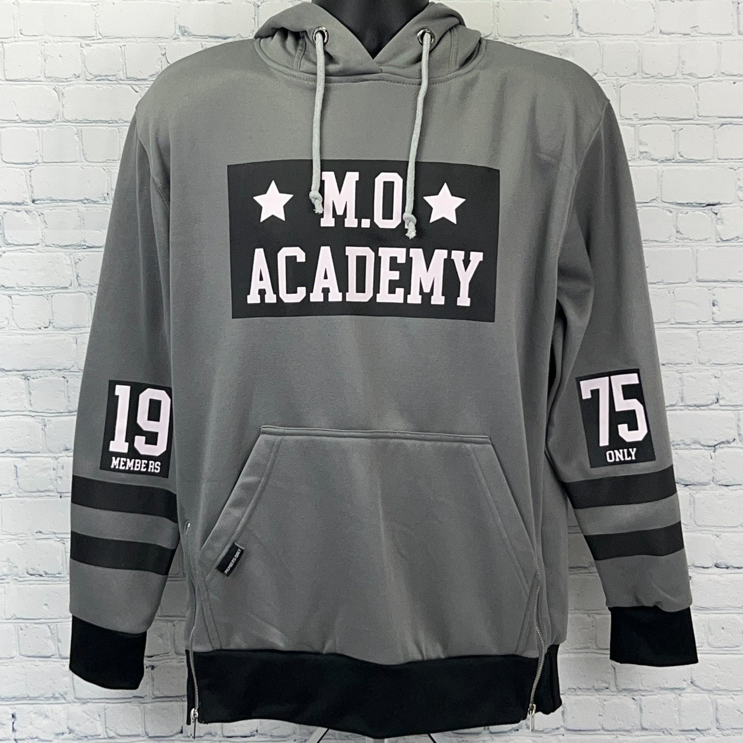 Members Only MO Academy Hoodie Hooded Sweatshirt 1975 Long Sleeve Gray M Medium