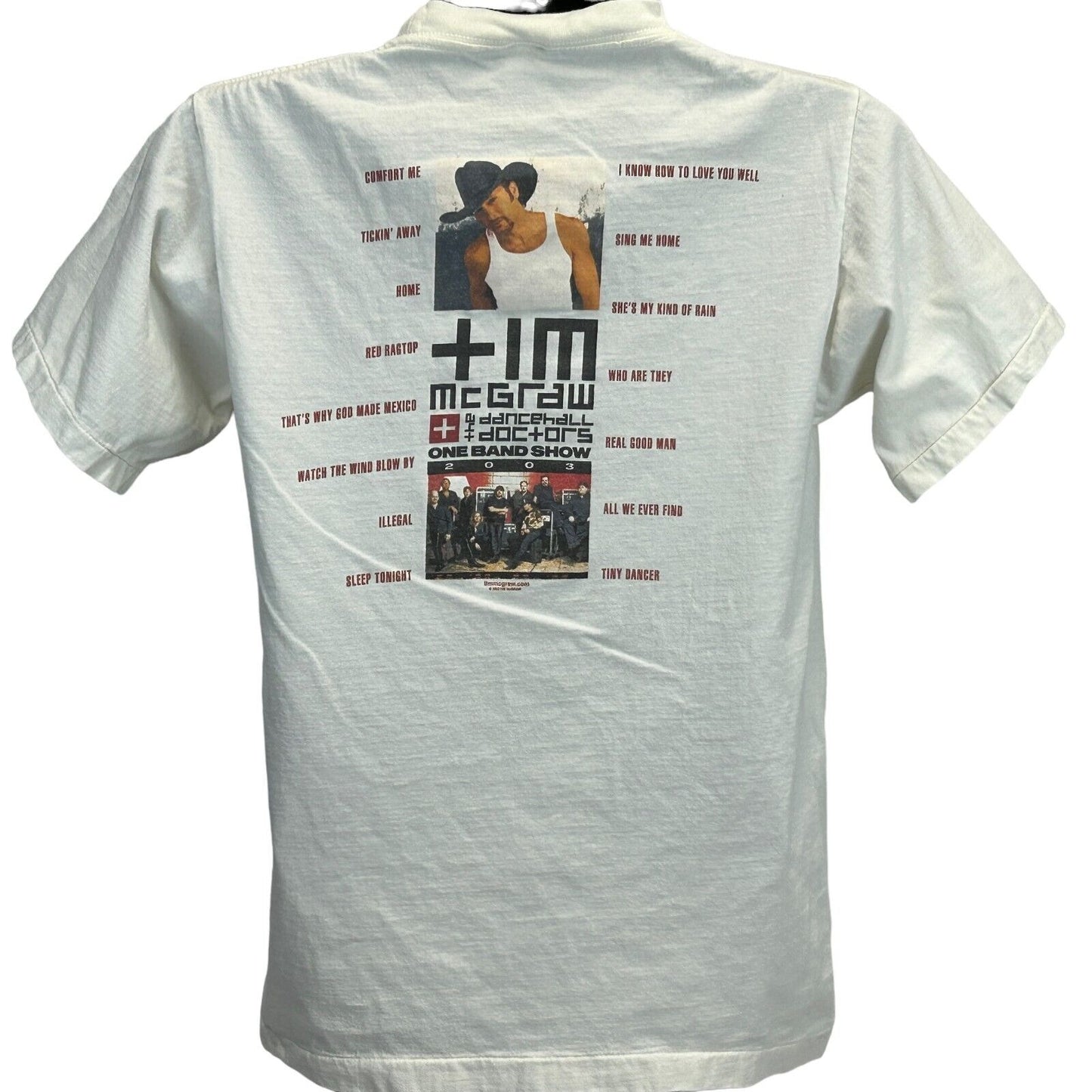 Tim McGraw One Band Show Tour Vintage T Shirt Small Y2Ks 2003 Concert Mens White