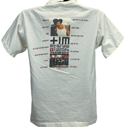 Camiseta vintage de la gira One Band Show de Tim McGraw, talla pequeña, años 2003, para hombre, color blanco