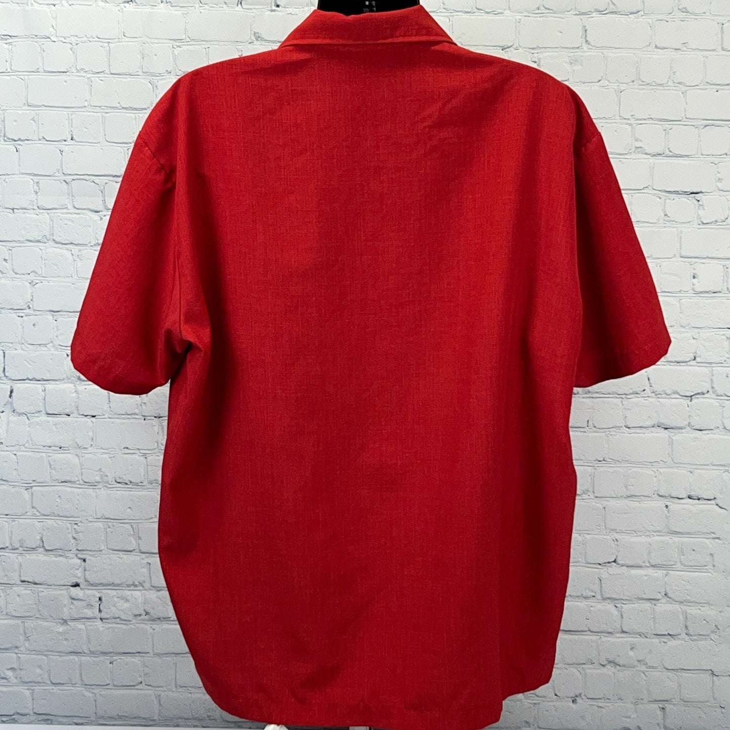 Steady Piston Buttons Bowling Shirt Button Front Rockabilly Hot Rod Red 2XL XXL