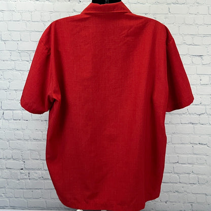 Steady Piston Buttons Bowling Shirt Button Front Rockabilly Hot Rod Red 2XL XXL