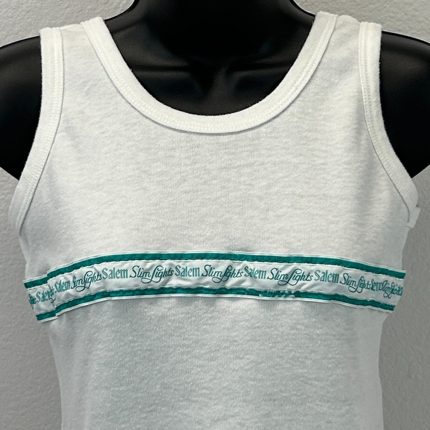 Vintage Salem Slim Lights Tank Top Womens XXS 2XS White 70s 80s Cigarettes Shirt