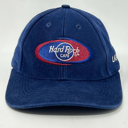 Vintage 90s Hard Rock Cafe Las Vegas Hat Baseball Cap 6 Panel Strapback Blue