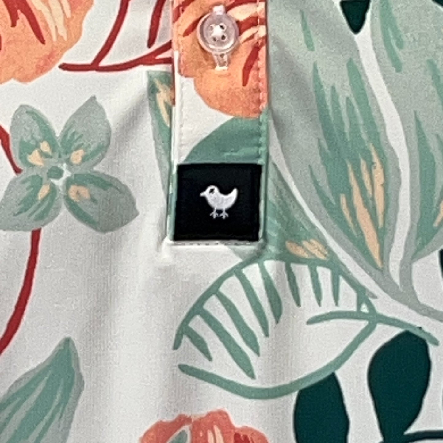 Bad Birdie Leafing Core Polo Shirt L Large White Floral Leaves Short Sleeve Golf