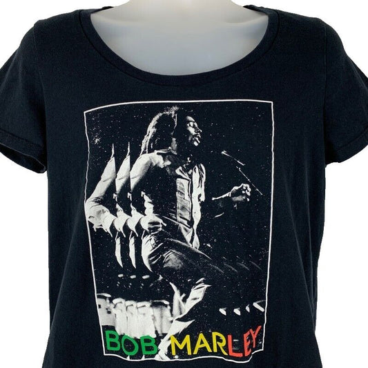 Bob Marley Womens Juniors T Shirt Reggae Scoop Neck Zion Rootswear Tee Size 1