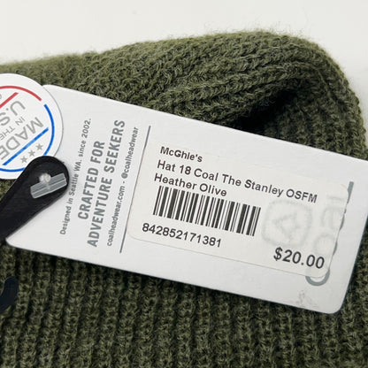 Coal Headwear The Stanley Beanie Winter Hat Toque Flip Cuffed Green Made In USA