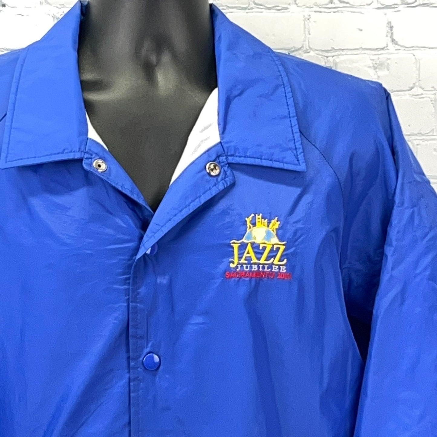 Vintage Y2Ks Jazz Jubilee Sacramento 2001 Windbreaker Jacket Blue Mens M Medium