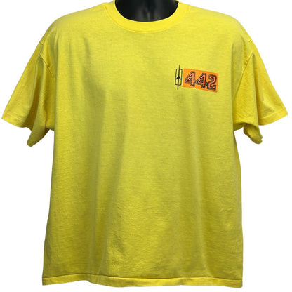 Oldsmobile 442 Vintage 90s T Shirt X-Large American Muscle Car USA Mens Yellow