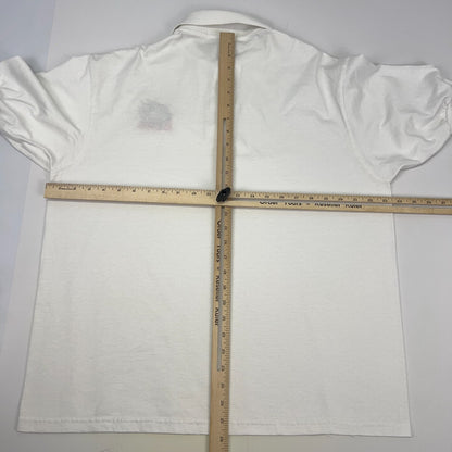 Vintage 90s The Bear 98.9 FM Radio Station Polo Shirt Indiana White Mens L Large