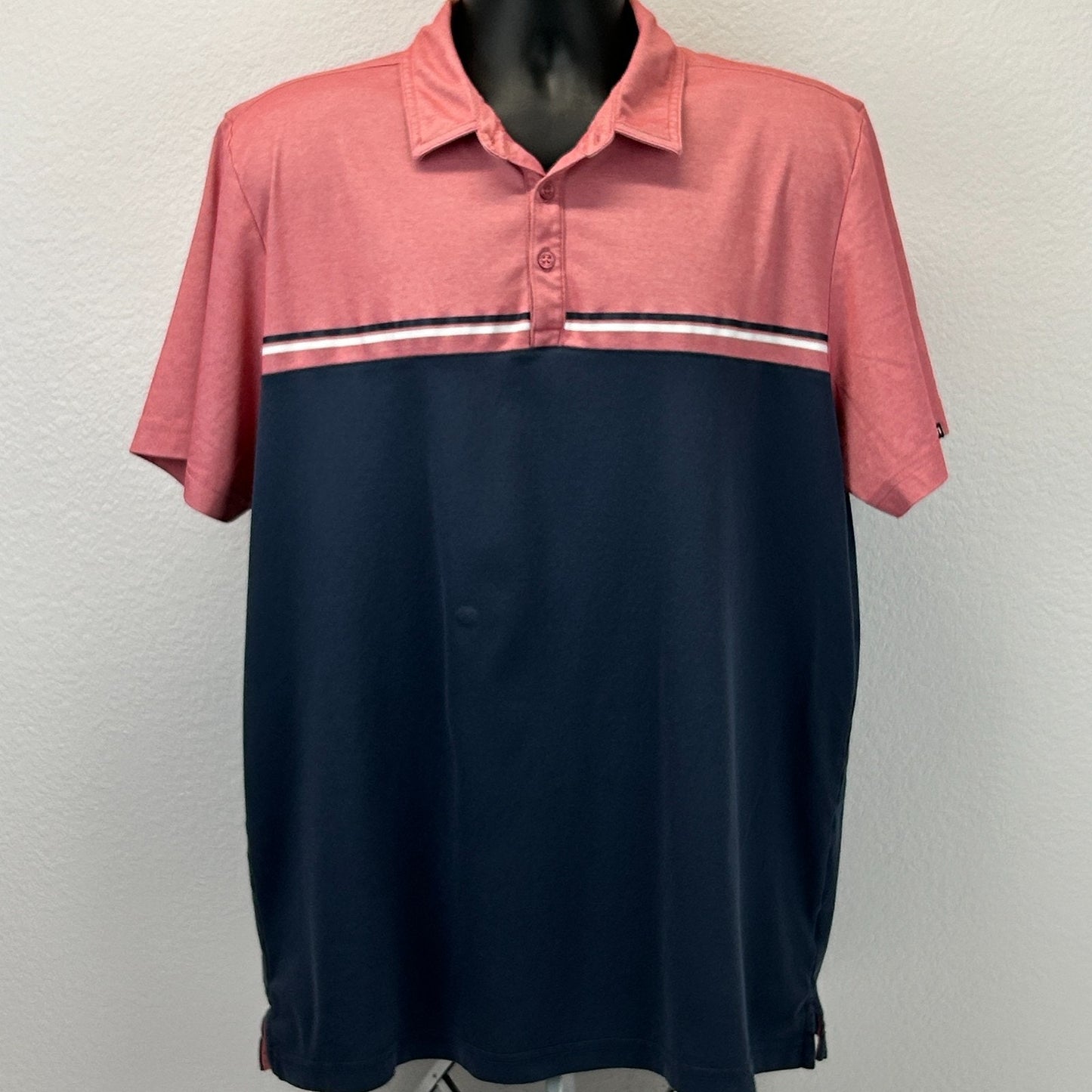 Travis Mathew Sunset Block Polo Shirt Mens XL X-Large Blue Golf Golfer TM1MY401